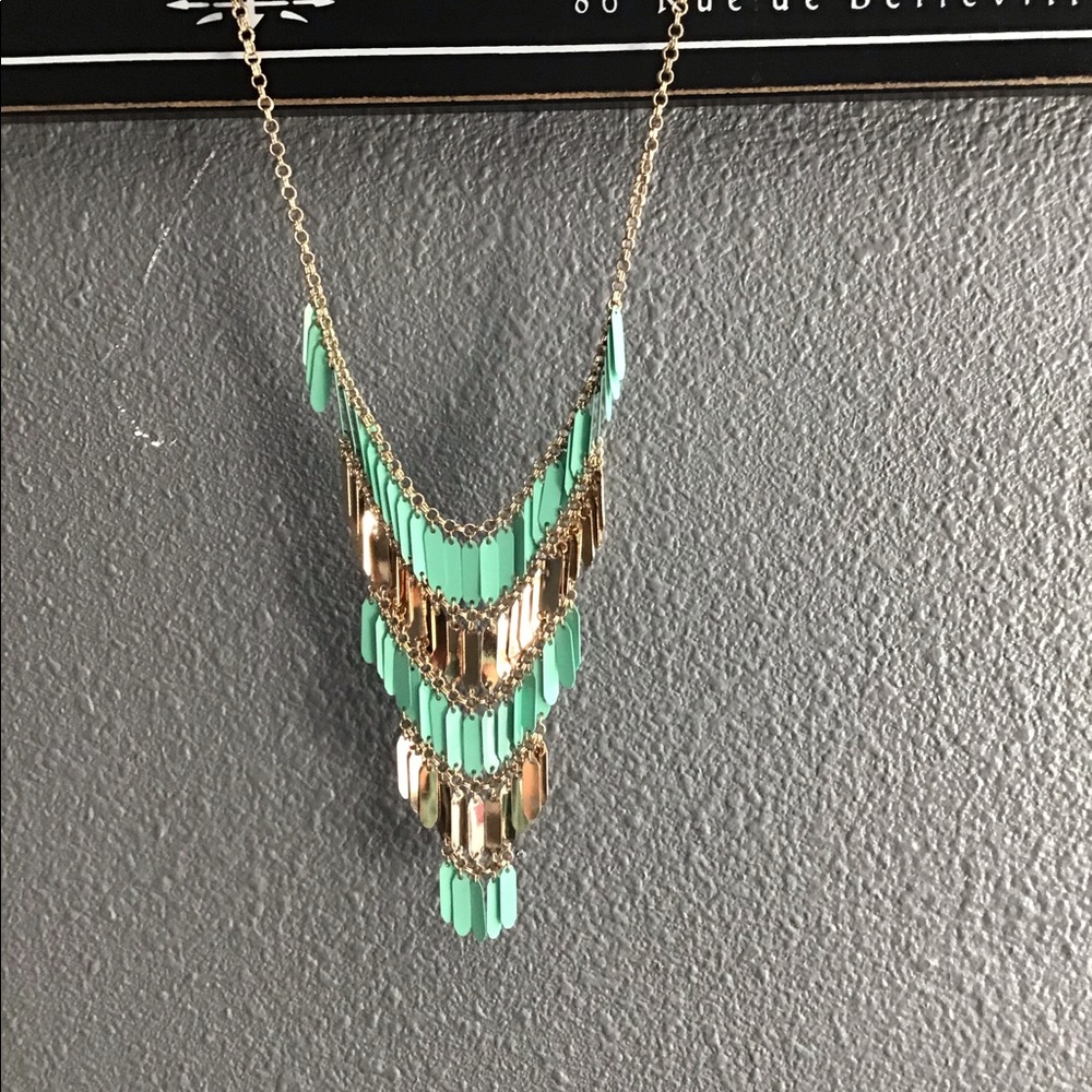 Teal and gold necklace